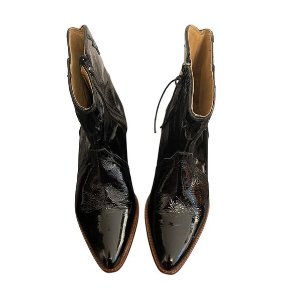 Free People New Frontier Western Boots Black Patent Leather Size 7.5 NEW - Picture 3 of 7